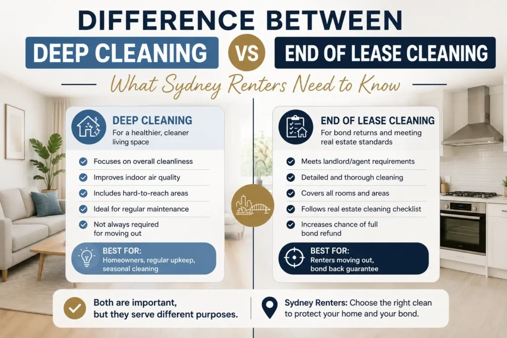 Difference Between Deep Cleaning and End of Lease Cleaning What Sydney Renters Need to Know