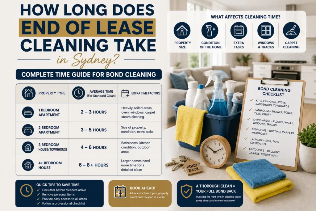 How Long Does End of Lease Cleaning Take in Sydney Complete Time Guide for Bond Cleaning